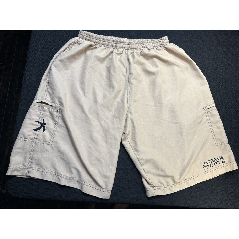 3XTREME SPORTS Cargo Shorts Beige Men’s Flat Front Solid Elastic Waist Pockets